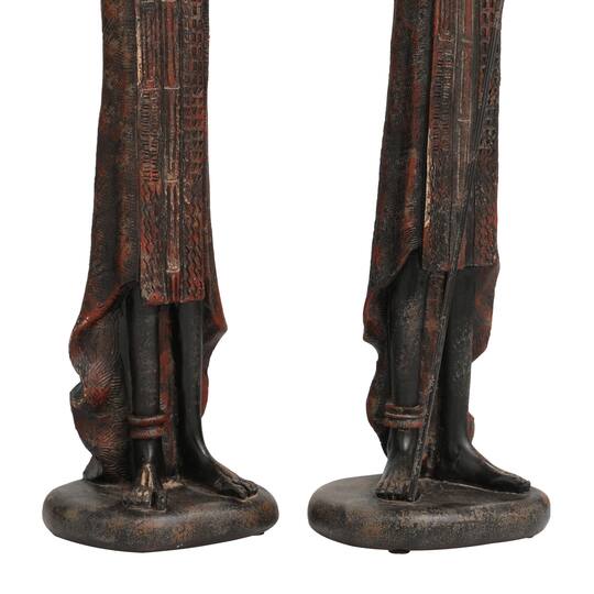 Red Handmade Polystone African Women Inspired Sculpture Set
